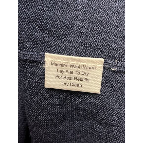 Linea Uomo Sweater Mens XXL Blue Wool Blend Long Sleeve 1/4 Zip Up Pullover - Picture 5 of 6